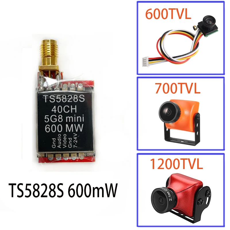FPV 5 8 ГГц 600 мВт 48 каналов TS5828 мини беспроводной A/V модуль передачи TX + 600TVL / 700TVL 1200TVL