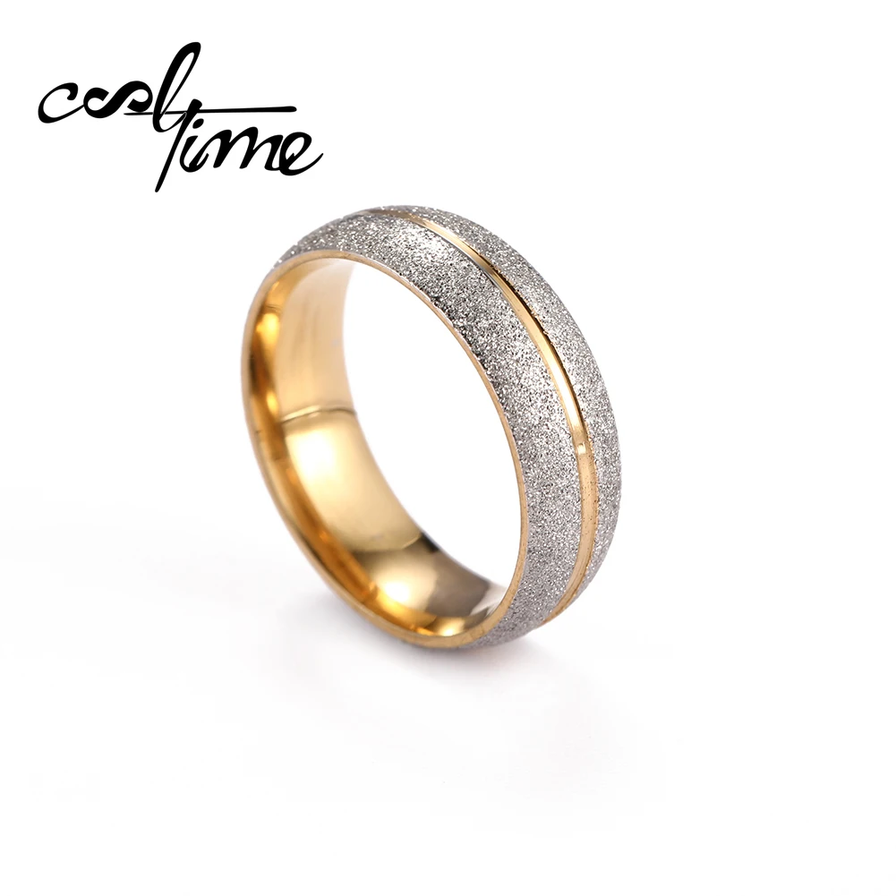 COOLTIME 100% нержавеющая сталь не выцветает Золотое чистое циркониевое кольцо для мужчин и женщин простое