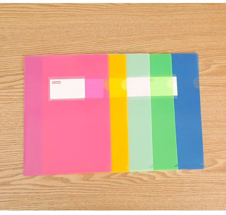 mxed color 12pcs A4 прозрачный цвет один зажим для бумаги PP Однослойная l-образная папка пластиковый одинарный зажим пользовательская презентационная папка портфель - Цвет: mxed color 12pcs