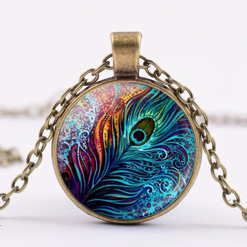 Азиатских в винтажном стиле С принтом павлиньи перья В этническом подвеска виде