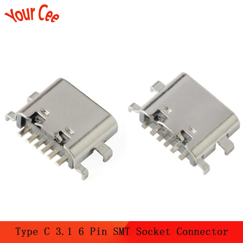 10 шт. разъем Micro USB Type C 3 1 6 Pin SMT гнездовой SMD DIP для PCB DIY высокой токовой зарядки P |