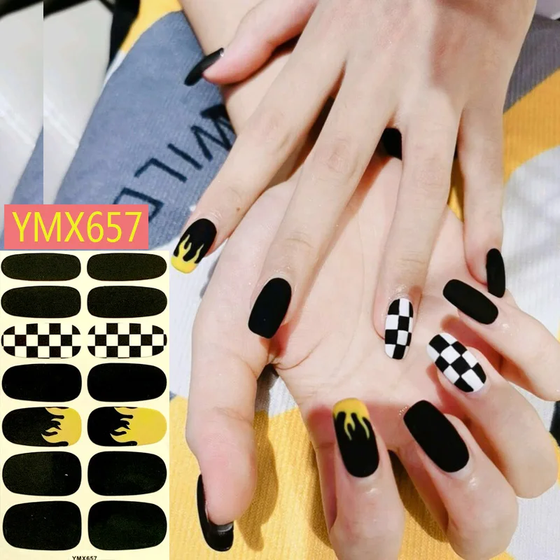 

14tips/sheet Gradient Glitter Nail Art Stickers New Fashion Leopard Flame Nail Wraps DIY Full Cover Adhesive Decoration Manicure