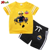 children baby boy clothes set summer fireman t shirt toddler baby 2 pcs suit kids sport suit casual clothing casual baby suit 7t