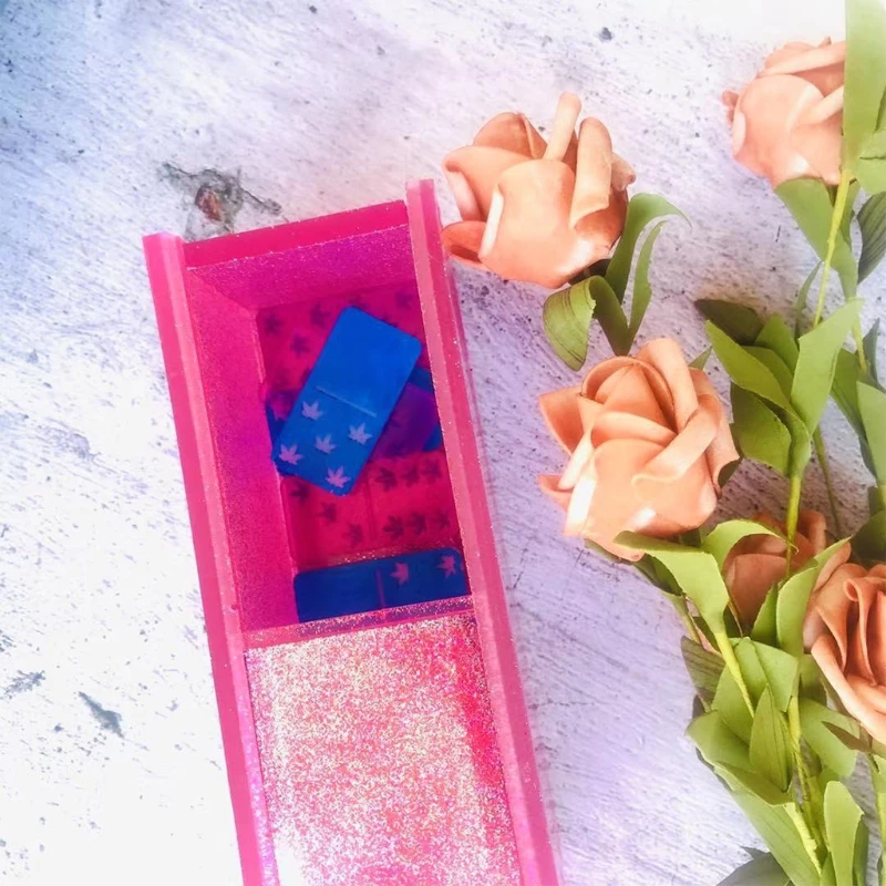 

1 Set Domino Storage Box Epoxy Resin Mold Container Silicone Mould DIY Crafts Casting Tools