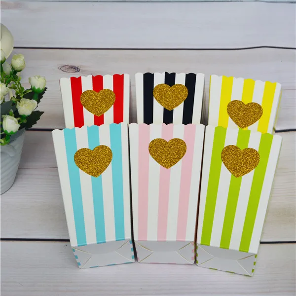 72 шт. коробка для вечеринки с цветными полосками блестками золотыми сердечками