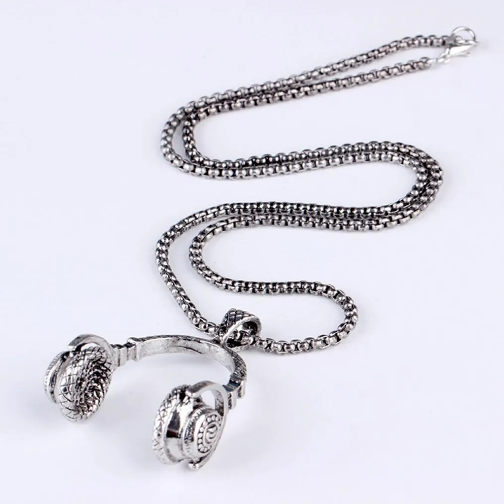 Мужские ожерелья в стиле хип хоп панк микрофон наушники подвеска цепочка