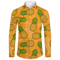 ifpd eu size summer shirt men hot sale orange pineapple casual 3d printed fruit long sleeve summer harajuku shirts dropshipping