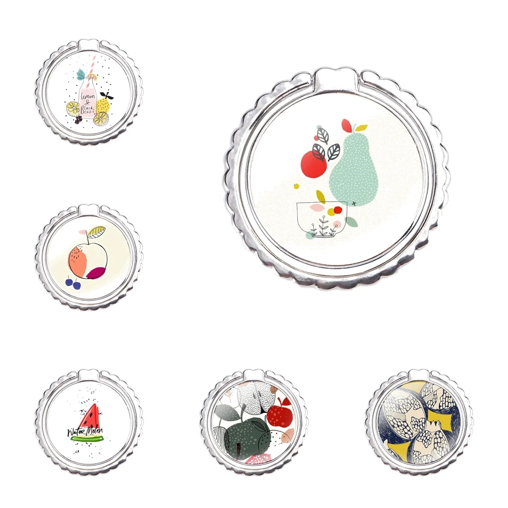 Ретро рисунок линия фруктов Pattrn мобильный телефон 360 градусов металлическая подставка для пальцев