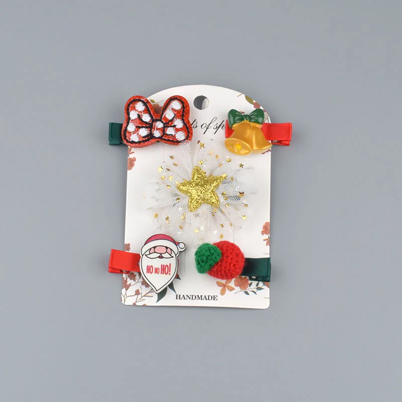 5 pieces / Set Girls cartoon christmas gift hair ornament set hairpin hair ornament hair ornament hair hoop children hairpin Hea