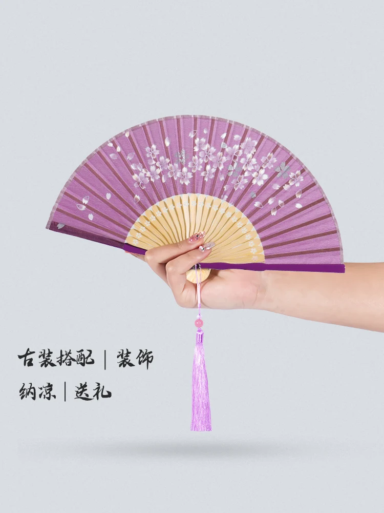 

Mini Fan Folding Fan Silk Women's Foldable and Portable Cheongsam Chinese Style Children's Han Chinese Costume