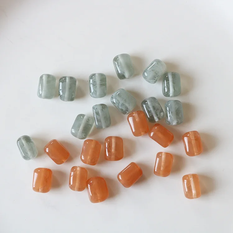 20 шт 13*8 мм Модные прямоугольные каучук акрил Бусины бусины с отверстием для