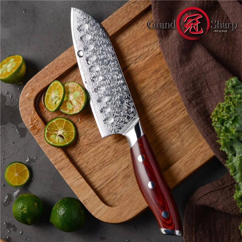 5 дюймовый НОЖ сантоку профессиональный шеф повар из дамасской стали vg10 67 слоев