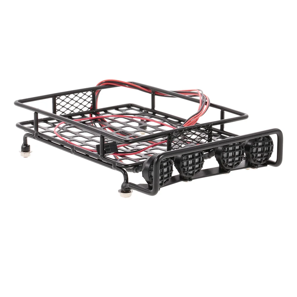 Metal Car Roof Carrier Rack with 4 LED Light Lamp Flashing Model for SCX10 90046 Traxxas RC4WD D90 CC01 RC Crawler | Игрушки и хобби