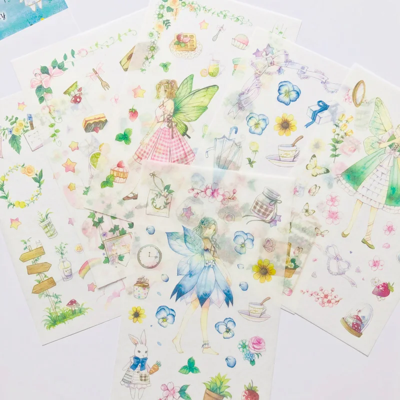 

6 Sheets /Pack Butterfly Garden Fairy Girls Notebook Album DIY Decoration Stickers Stick Label
