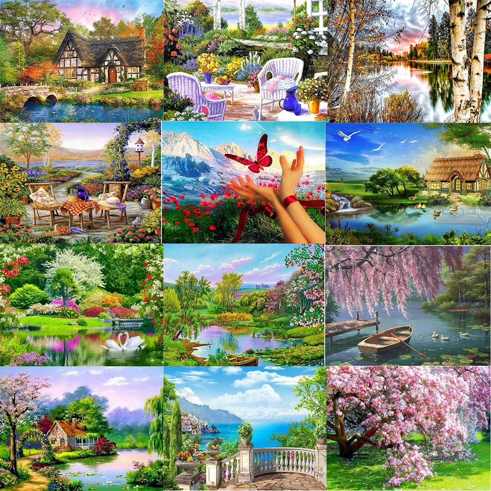 

5d алмазная живопись полная квадратный алмаз в альбомной ориентации мозаика сад Алмазная вышивка полная Дрель Стразы пейзаж картина