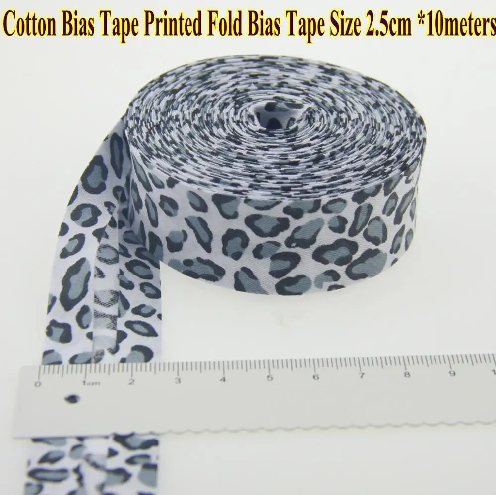 leopard print white Хлопковая косая лента с принтом, Размер: 25 мм, " 10 метров печатные цветы хлопок саржа косая лента для шитья своими руками - Цвет: leopard print white