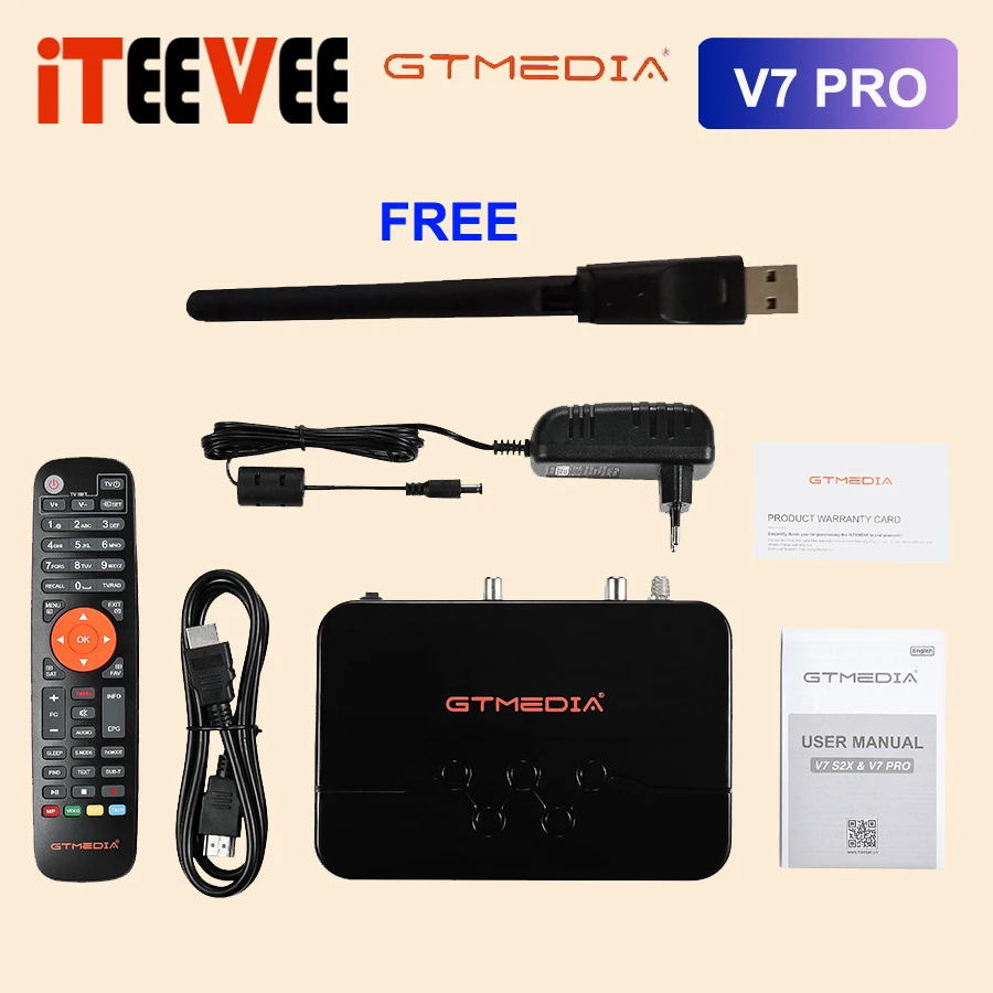20PCS Satellite TV Receiver GTMEDIA V7 PRO H.265 DVB S2/T2 Combo TVBox Support USB Wifi Set Top Box Better Than GT MEDIA PLUS |