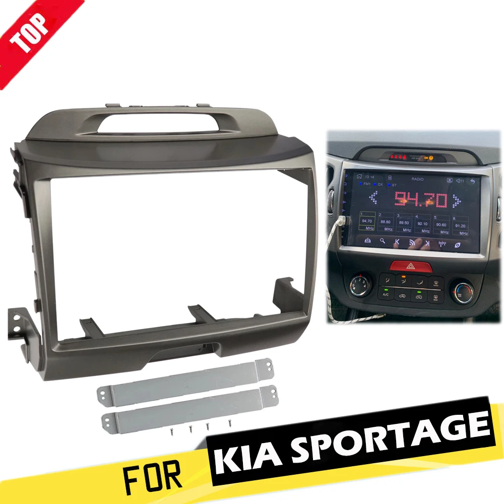 

LONGSHI 9 Inch Car Radio Fascia for KIA SPORTAGE 2010-2015 Stereo Panel Dash Installation Kit Double Din Frame GPS DVD Bezel 9"