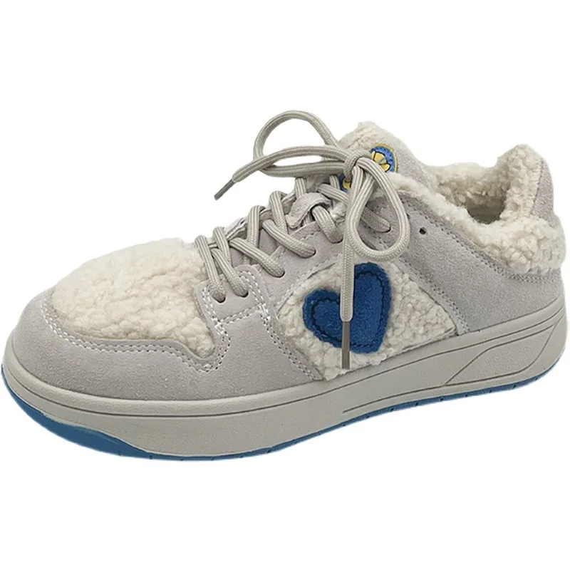 

Shoes for Women 2022 Lovely Heart Casual Sneakers Platform Breathable Shoes For Men Ladies Warm Lambswool Female Sneakers