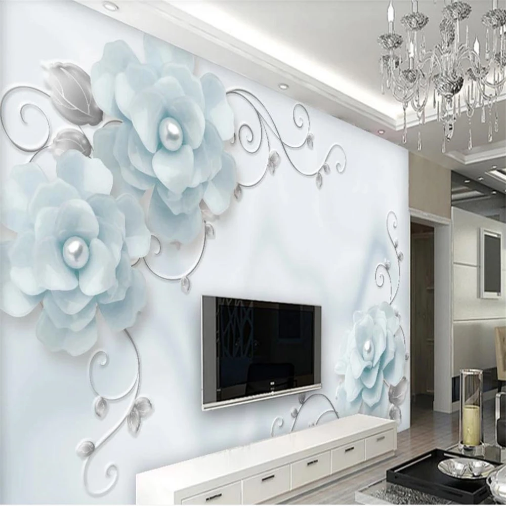 Modern simple and beautiful jewelry flower wallpapers vine art TV background 3d murals wallpaper for living room | Обустройство дома