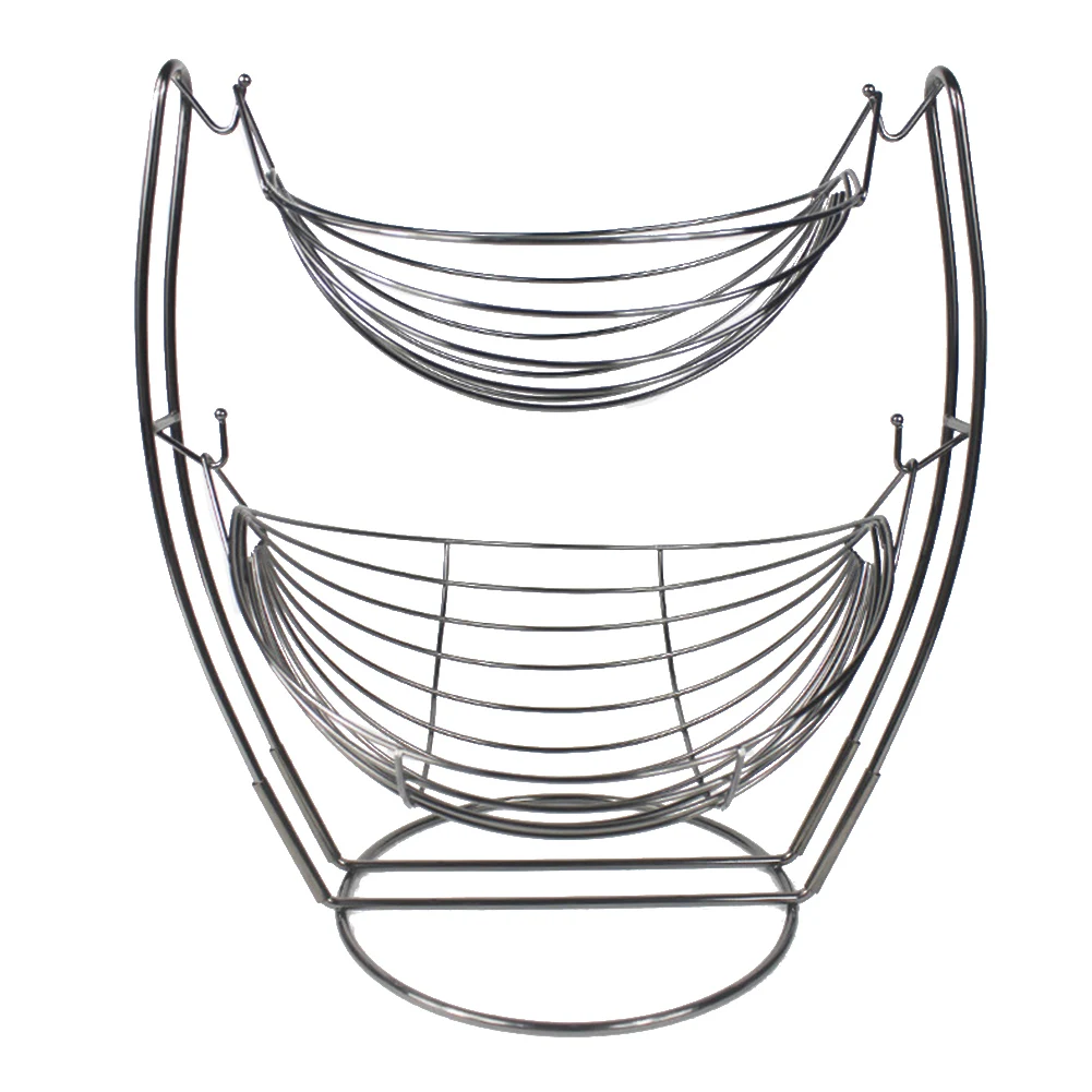 

2 Tier Draining Display Stand Fruit Basket Food Storage Vegetables Removable Living Room Kitchen Organizer Save Space