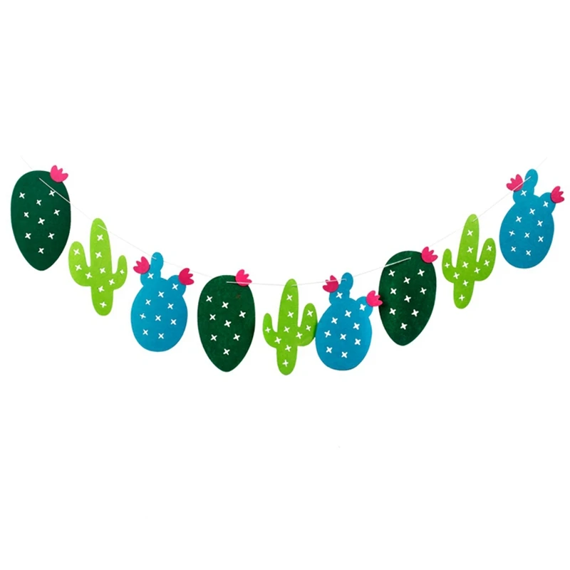 

1 set Non-woven Fabric Cactus Garland Banner Flag Bunting Garland Party Favors Home Decoration Birthday Party Event Supplies