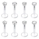 16 г прозрачные кольца для губ шпильки для хряща серьги на Козелок фиксатор для работы пластиковые фианиты губы пирсинг Монро ювелирные изделия 8 мм