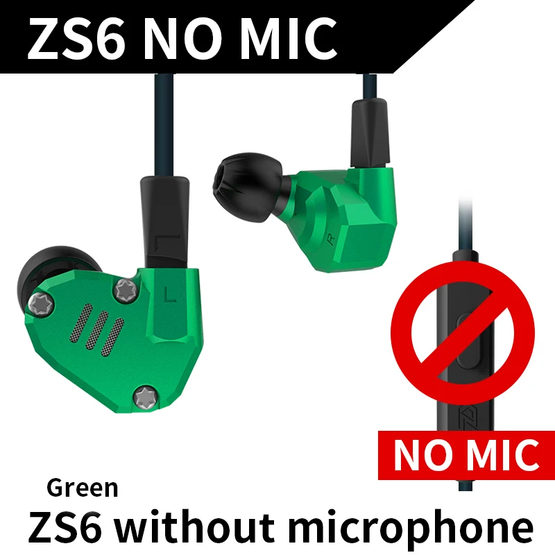 ZS6Greennomic KZ ZS6 2DD+ 2BA гибридные наушники-вкладыши HIFI DJ в ухо монитор для бега спортивные наушники ушные наушники гарнитура Bluetooth Hifi наушники - Цвет: ZS6Greennomic