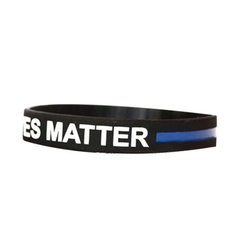 2020 моды! Стиль с надписью Police Lives Matter Напульсники черный тонкая Голубая линия