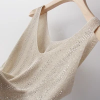 korean bling lurex diamond summer knit tank top for women cami sleeveless knit vest top white black womens loose camisole tops