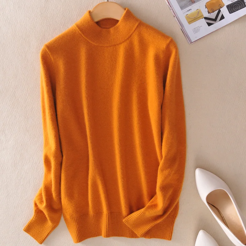 

autumn new knitted women sweaters turtleneck solid slim office lady elegant pulls fashion outwear coat tops