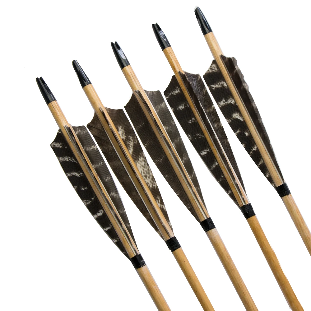 6 шт. деревянные стрелы для лука щит Турция перья 33 дюйма охоты на открытом