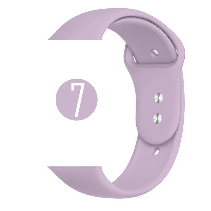 7 Light Purple Цветной мягкий силиконовый спортивный ремешок для Apple Watch Series 5 4 3 2 1 38 мм 42 мм резиновый ремешок для часов iWatch 5 4 40 мм 44 мм - Цвет ремешка: 7 Light Purple