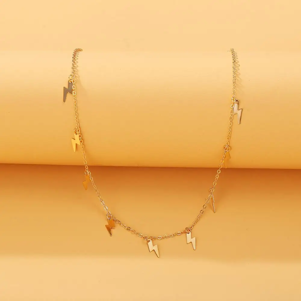 Богемный простой золотой цвет ожерелье молния чокер простая Длинная цепочка для
