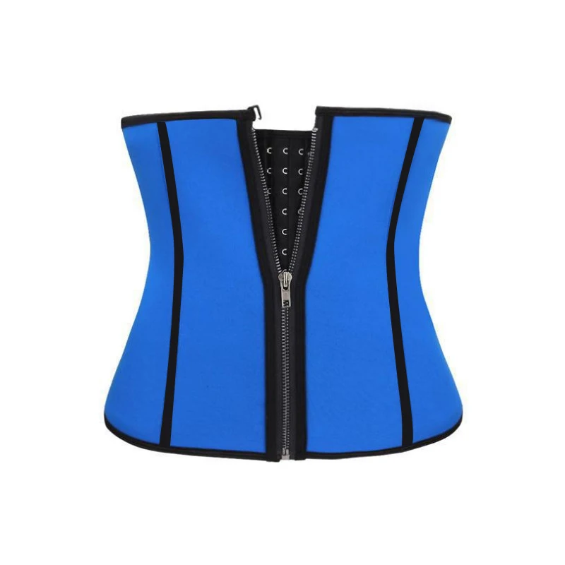 Blue Women Zipper Hook Waist Trainer Faja Waist Shaper Neoprene Slimming Belt Colombian Girdles Modeling Strap Thin Waist Trimmer - Цвет: Blue