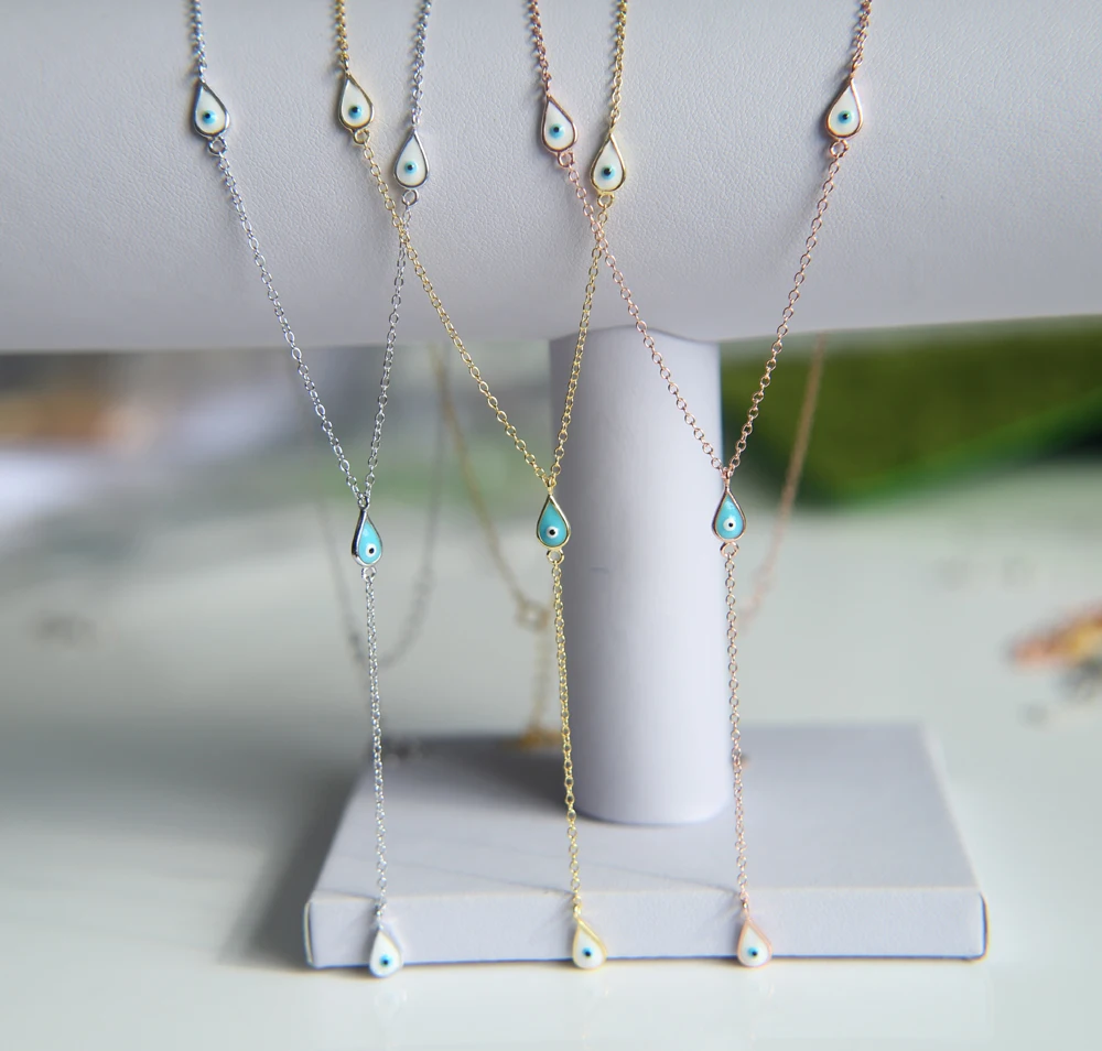 Женское ожерелье из серебра 925 пробы с эмалью|drop necklace|necklace dropcharm necklace |