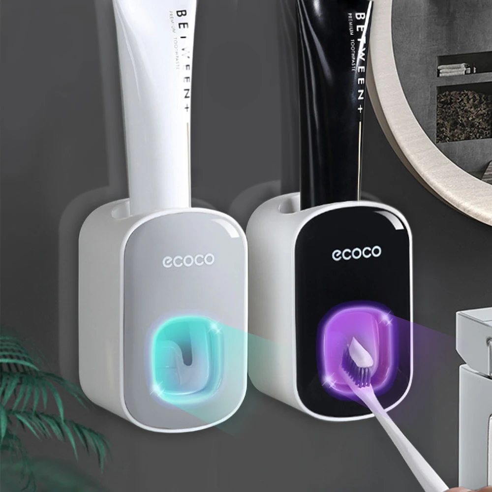 

Automatic Toothpaste Dispenser Wall Mount Toothbrush Holder Bathroom Accessories Set Squeezer for Toothpaste Dispenser