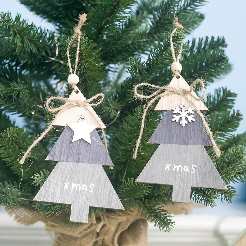 

Wood Santa Printing Christmas Tree Decoration Pendants Hanging Ornaments Crafts Xmas New Year 2022 Party Wedding Home Decor