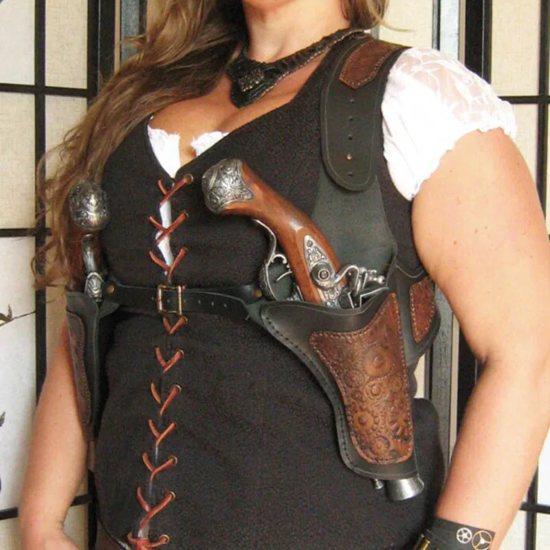 Двойная кобура для пистолета в стиле стимпанк Пират капитан косплея крепление на