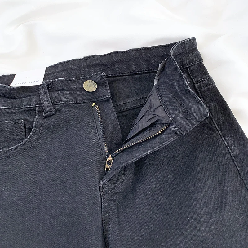 

Women's Jeans 2021 Spring New Casual Simplicity Streetwear High Waist Trouser Vintage Straight Pants Black Ninth Pants