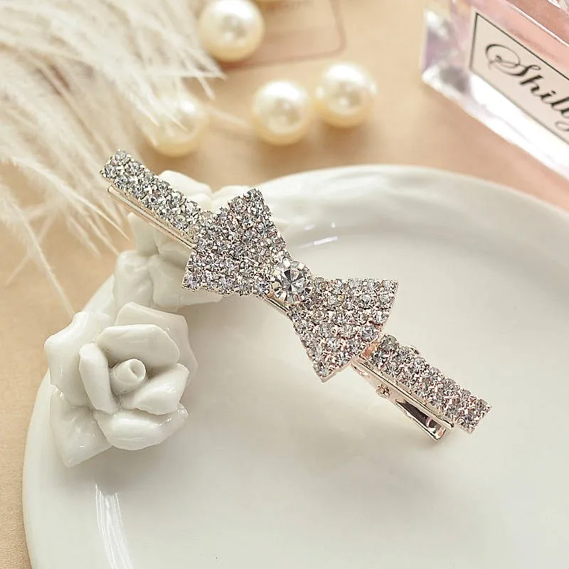 Заколки для волос с бантом и жемчугом женщин девочек заколки со стразами изящные