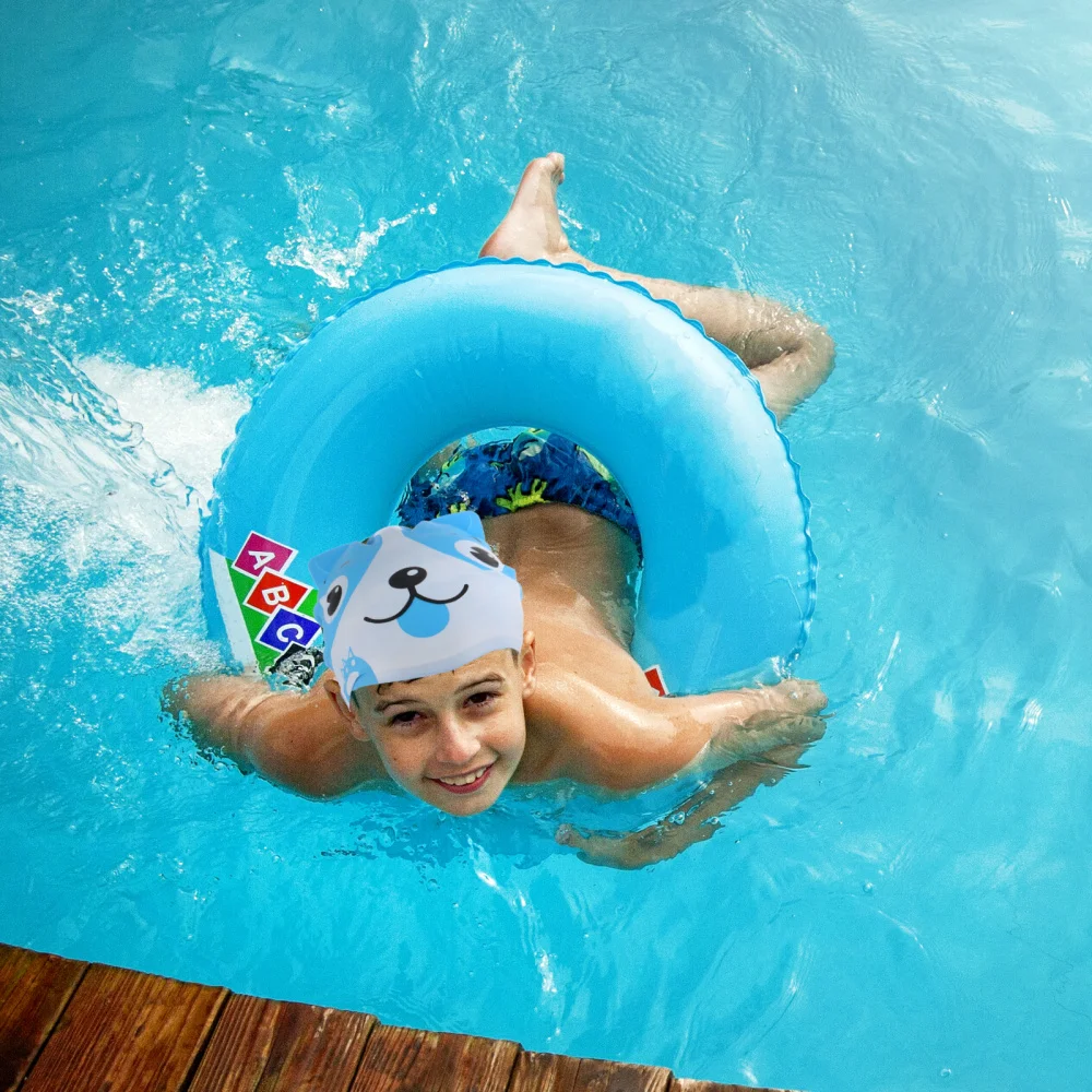 

2pcs Children Cartoon Puppy-shaped Silicone Swimming Hat Swim Cap Bathing Cap