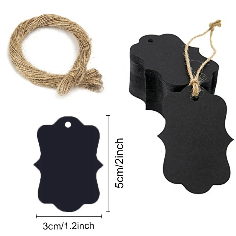 

100PCS Kraft Paper Gift Tags Thank You Gift Tag Handmade Hang Tag Kraft Paper Tags With 20m Jute Twine DIY Blank Price Tag Gift