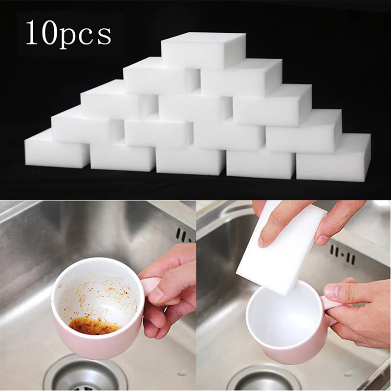 10 PCs White Креативные кухонные чистящие инструменты сильная обеззараживающая губка щетка с ручкой для удаления ржавчины ластик кухонные аксессуары гаджеты - Цвет: 10 PCs White