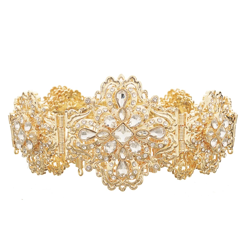 Moroccan style royal hollowed-out rhinestone belt wedding decoration metal waist chain
