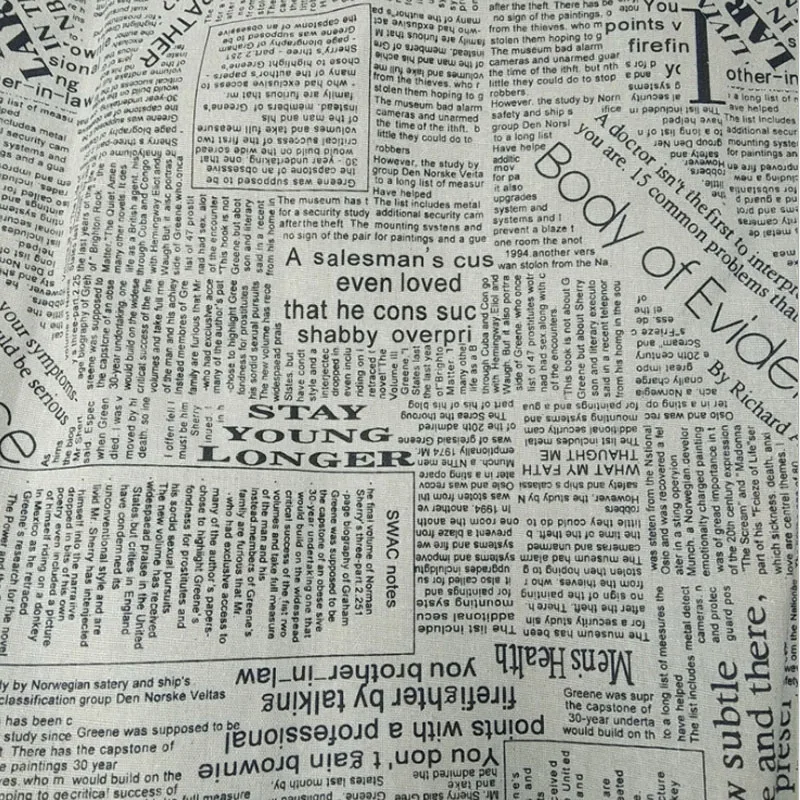 Лоскутное одеяло из хлопка и льна с принтом в виде газеты 1 м x 5 тканевый швейный