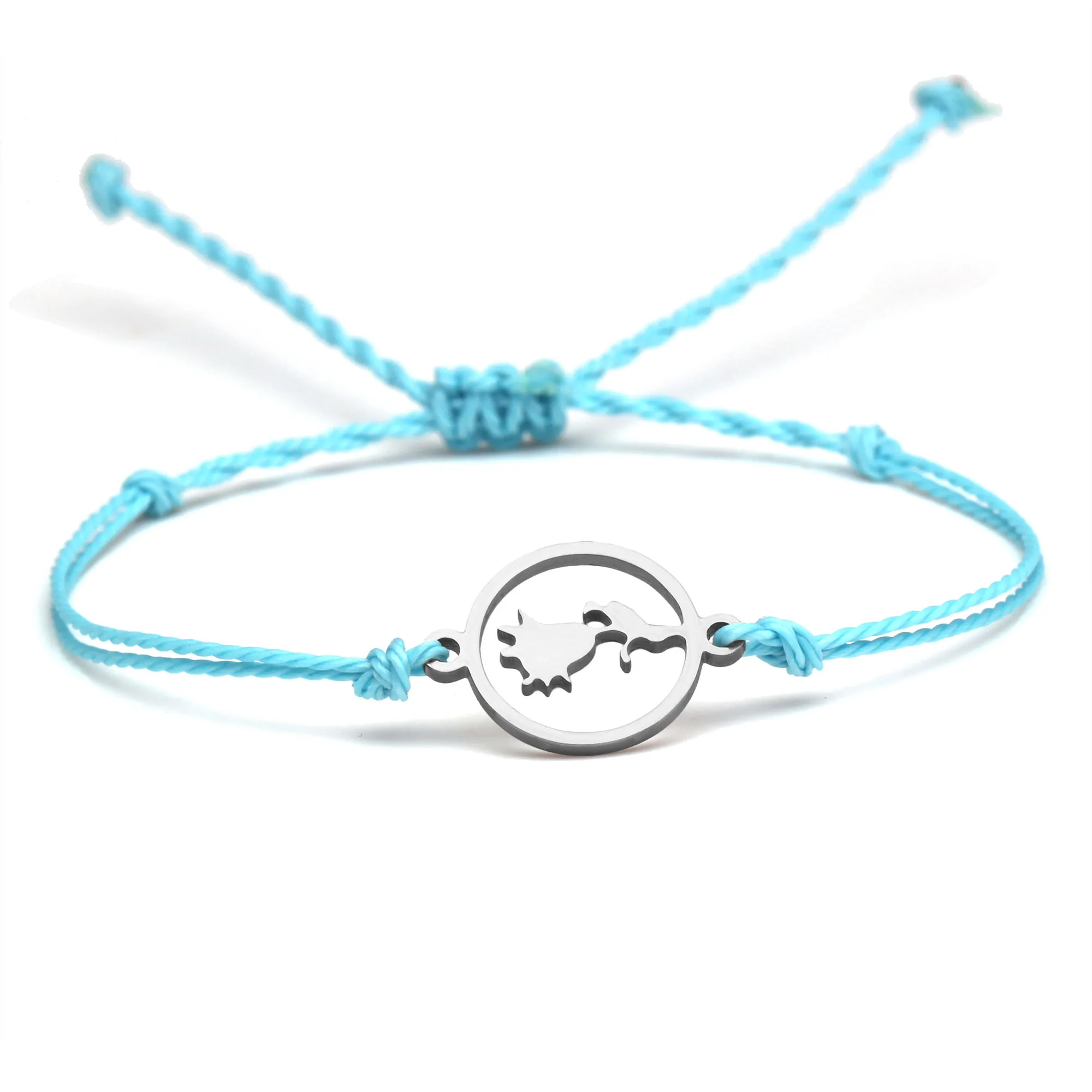 Симпатичный Круглый браслет из нержавеющей стали с подвеской в виде розы для