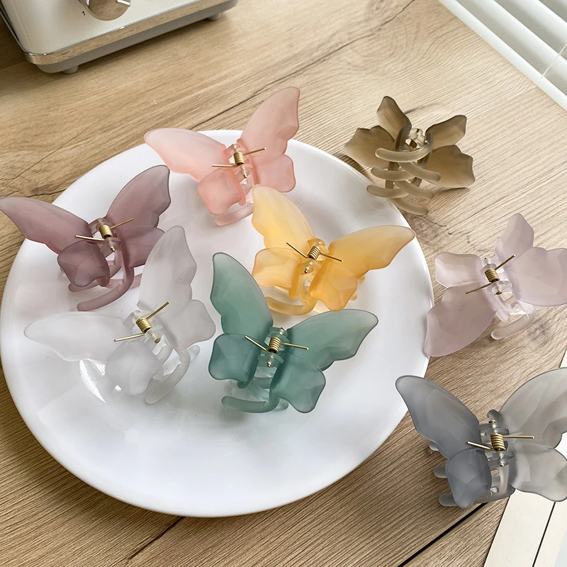 

Hot Acrylic Butterfly Hair Claw For Women Girls Hair Accessories Scrub Black Hair Claw Clips Crab For Hair Simple Hair Clamps