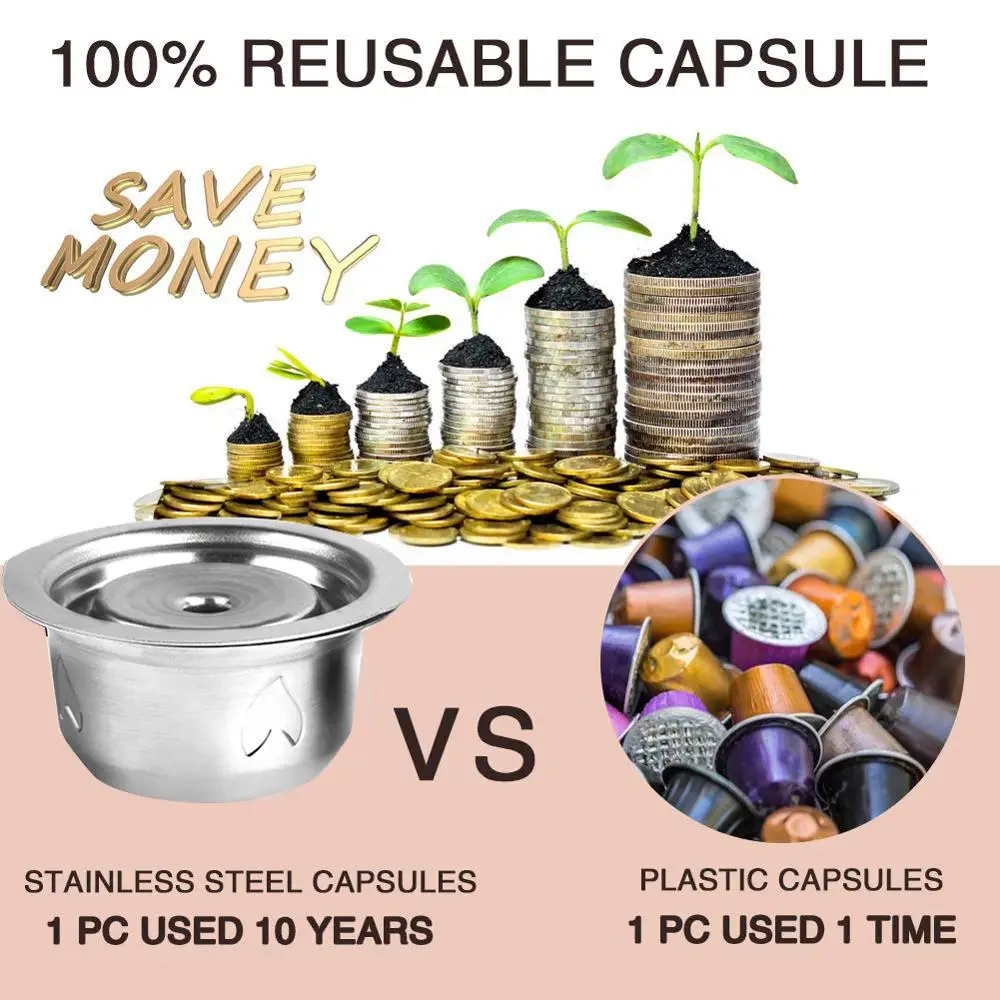 Многоразовые стальные капсульные фильтры ICafilas для кофе Nespresso Vertuo 230/70 мл|Фильтры