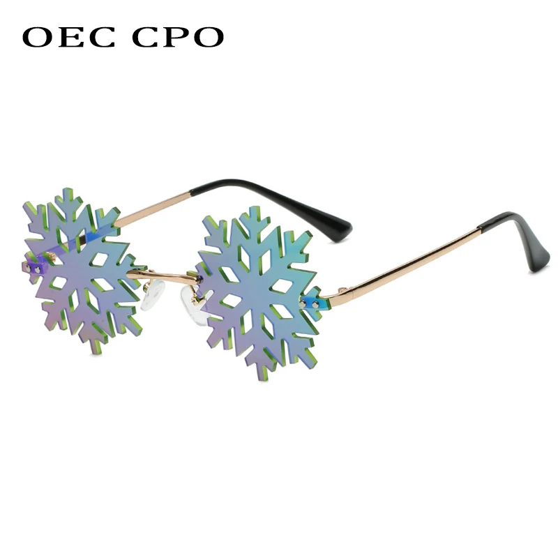 

Индивидуальные женские солнцезащитные очки OEC CPO со снежинками, Модные Красочные Солнцезащитные очки без оправы, женские очки UV400, очки